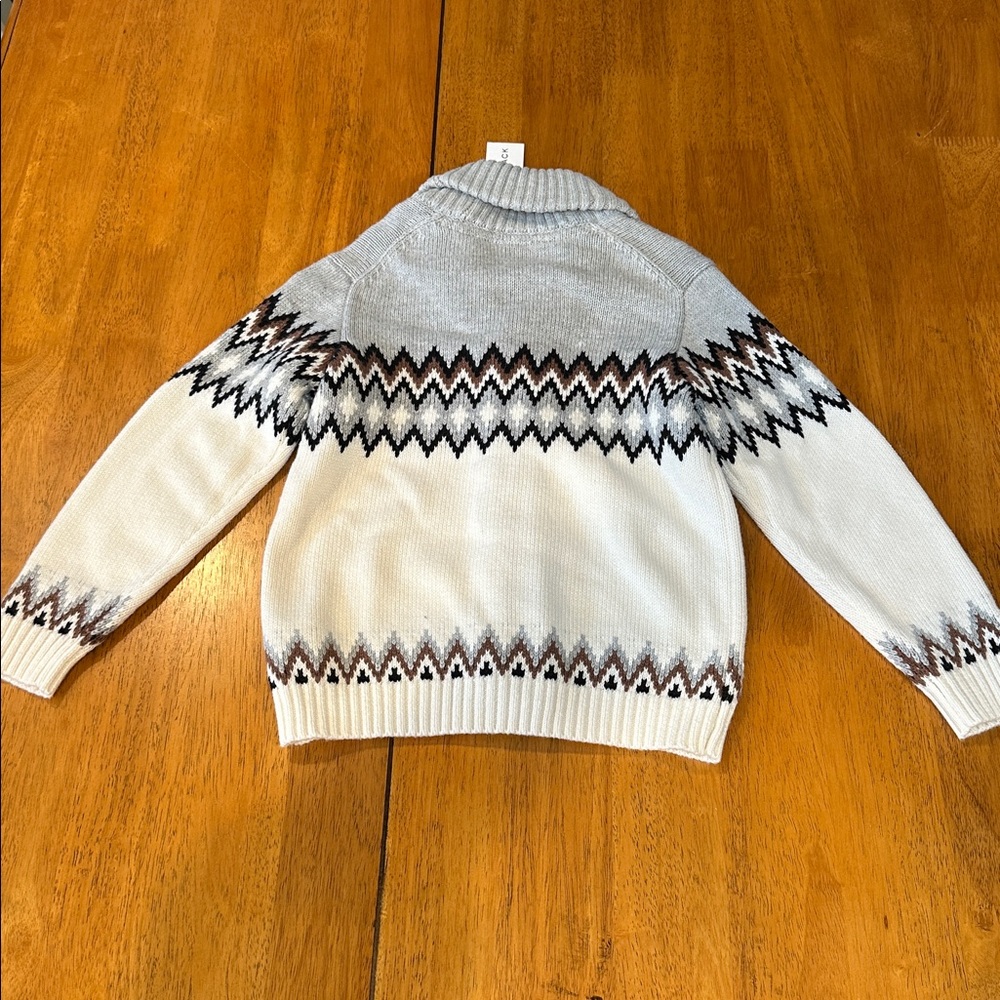 Janie and Jack Gray, Brown, Black & Cream Knit Cardigan. Size 4 - Picture 6 of 8